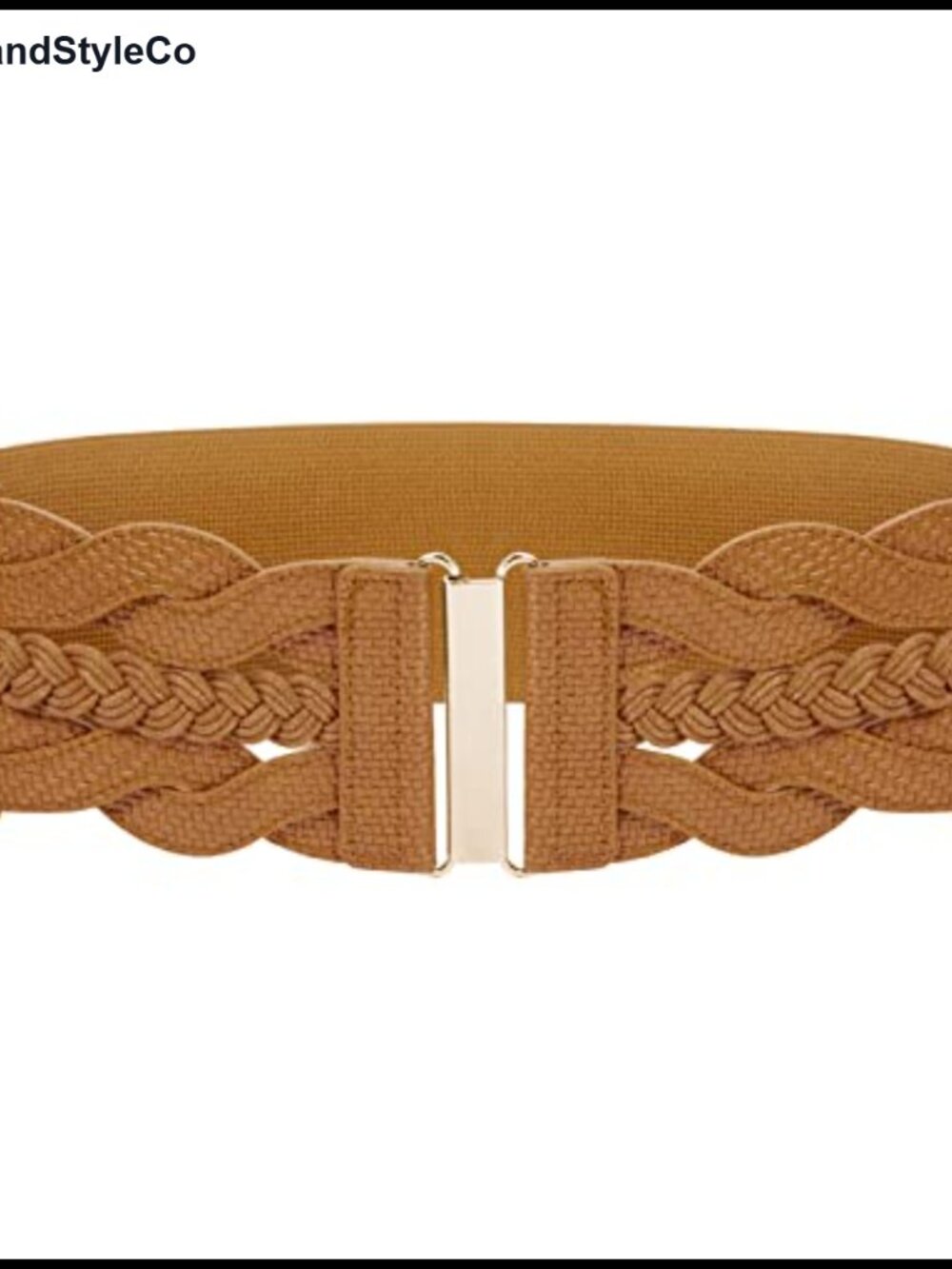 Wide Elastic Waist Belt Faux Leather Polyester Blend Retro Braided Women's